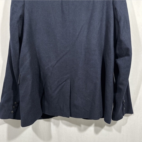 NEW $138 Foxcroft [ 16 ] Wool Faux Leather Trim Two-Button Blazer in Navy‎ - Picture 11 of 15